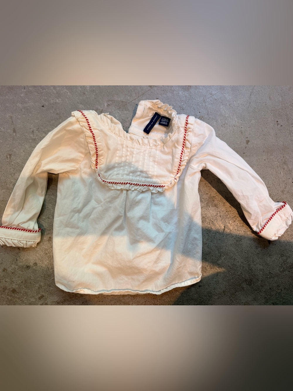 Janie and Jack Cream Blouse with Red Trim
